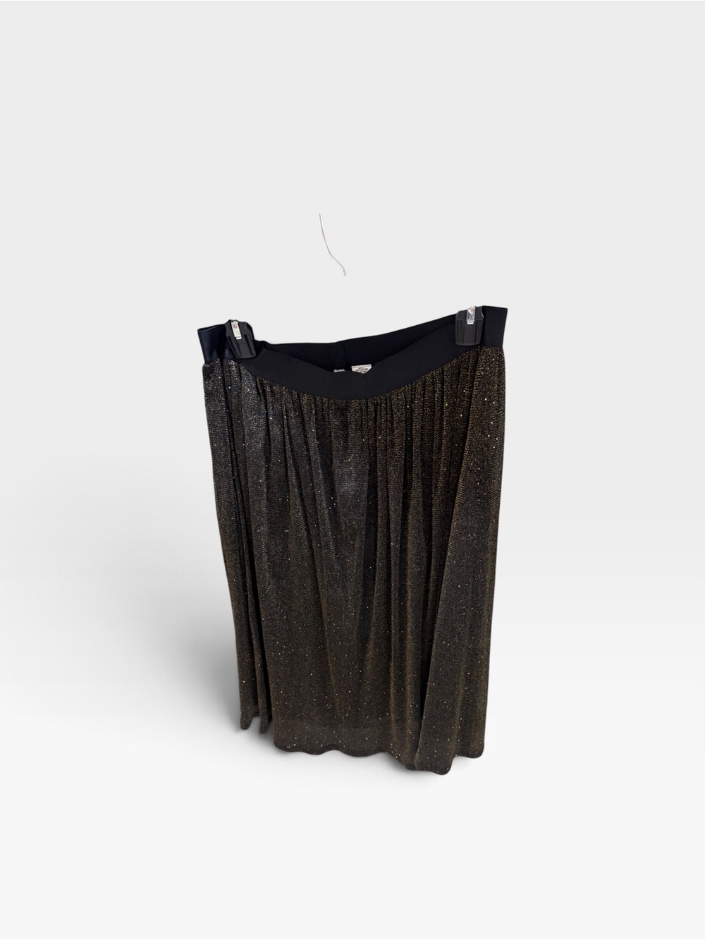 NY Collection Women's Shimmer Pleated Skirt - Black/Gold L